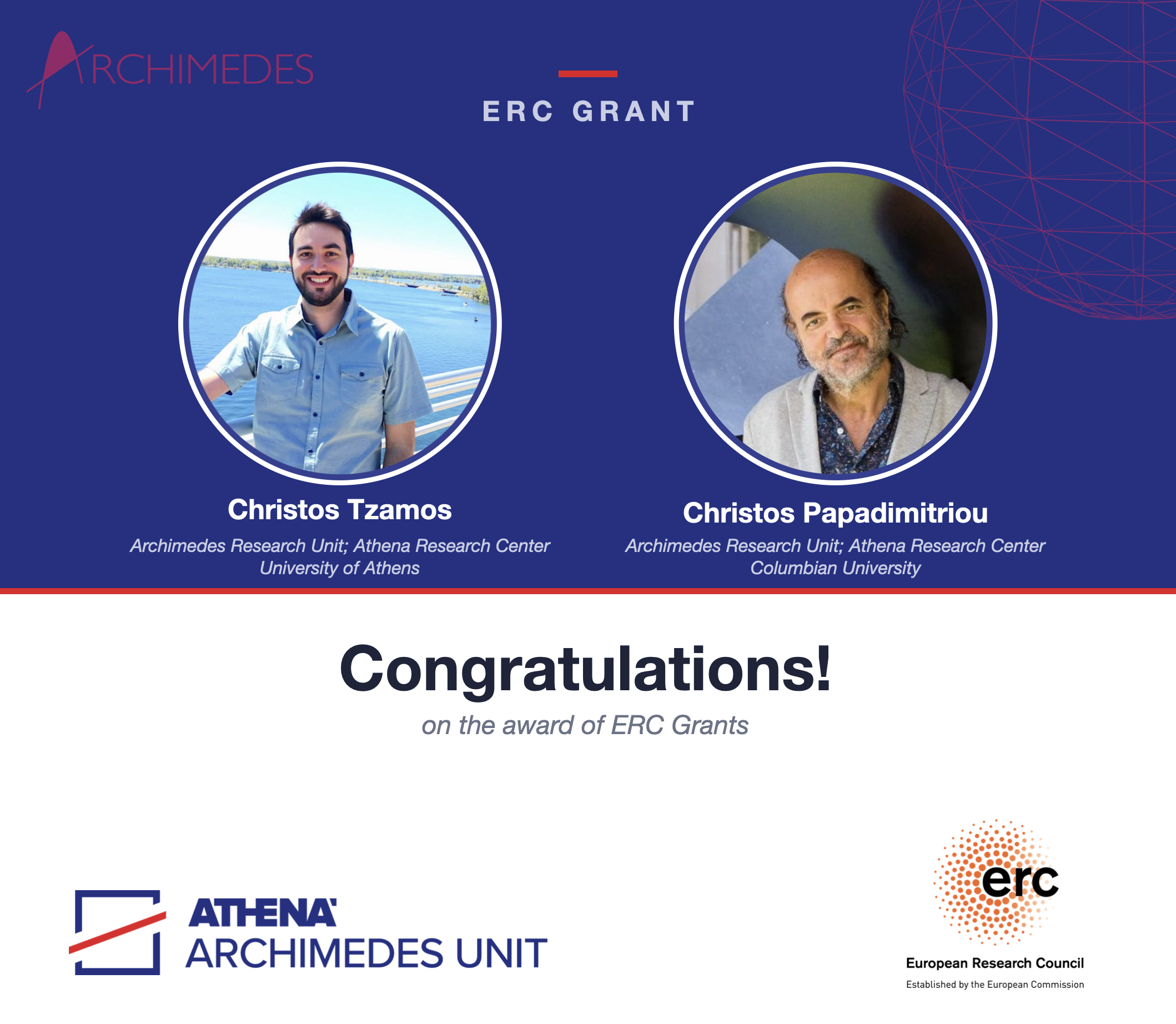 ERC Grants Christos Tzamos and Christos Papadimitriou